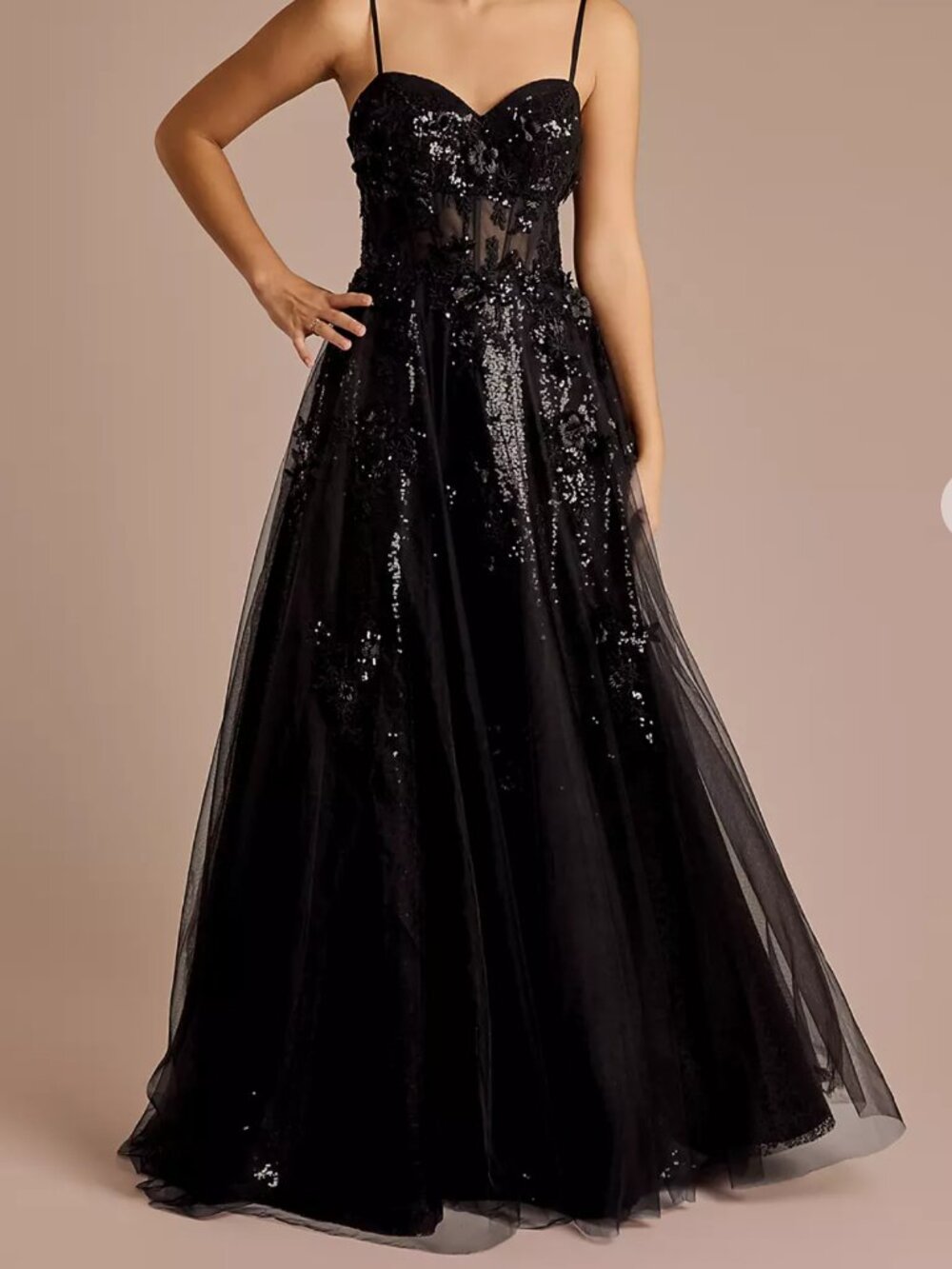 Jules and Cleo 3D Floral Sequin Ball Gown